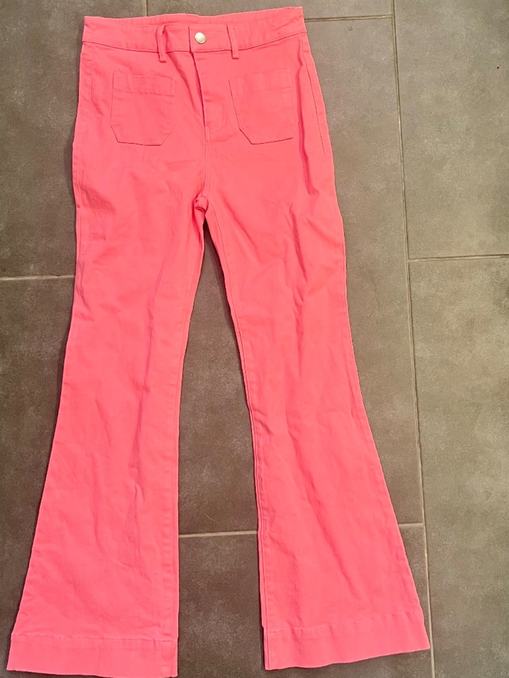 NWOT Francesca's Hello Franki Girls Pink Flare Pants Jeans Size Large